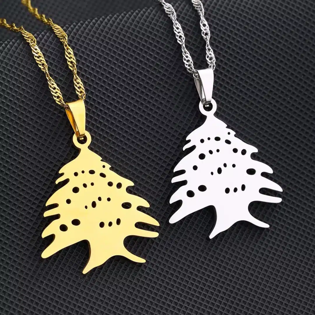 Collier erable libanais en acier inoxydable