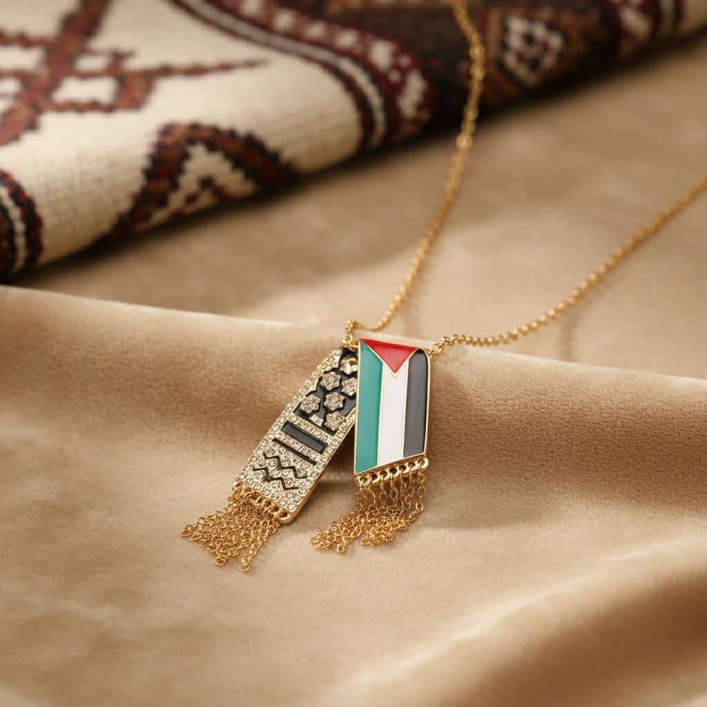 Collier et pendentif écharpe de la Palestine