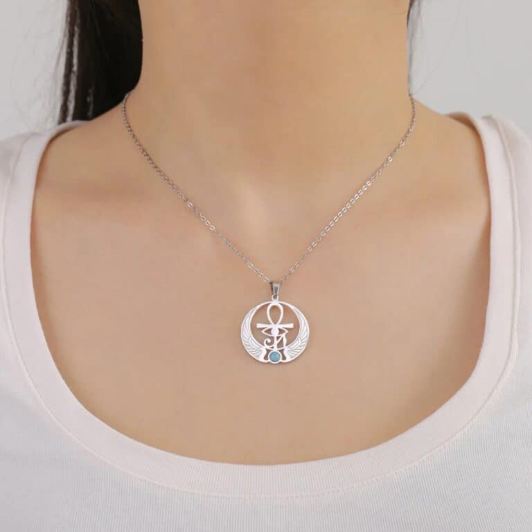 Collier Pendentif Ankh Égyptien avec Pierre Turquoise 3