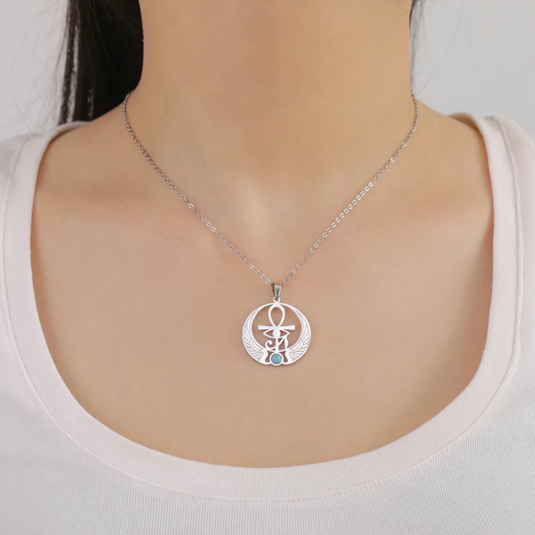 Collier Pendentif Ankh Égyptien avec Pierre Turquoise 3
