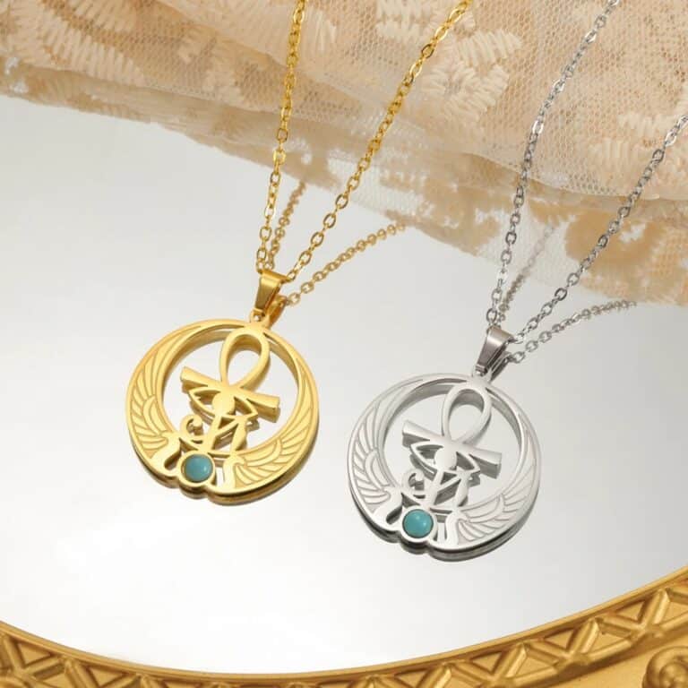 Collier Pendentif Ankh Égyptien avec Pierre Turquoise 4