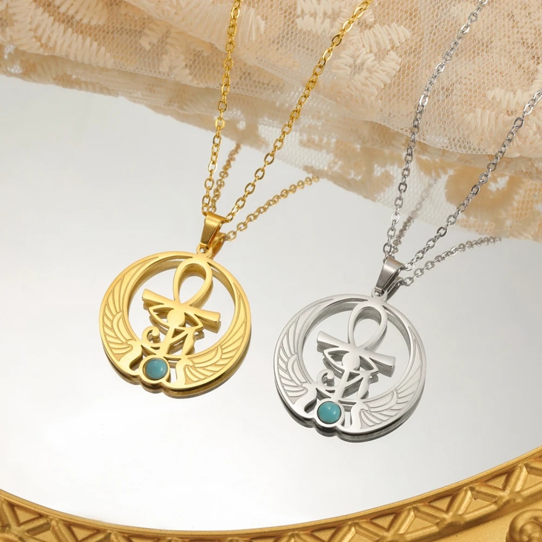 Collier Pendentif Ankh Égyptien avec Pierre Turquoise 4