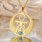 Collar colgante Ankh egipcio con piedra turquesa