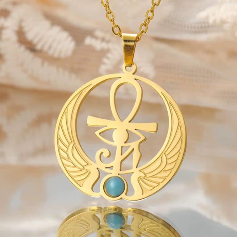 Collier Pendentif Ankh Égyptien avec Pierre Turquoise 5