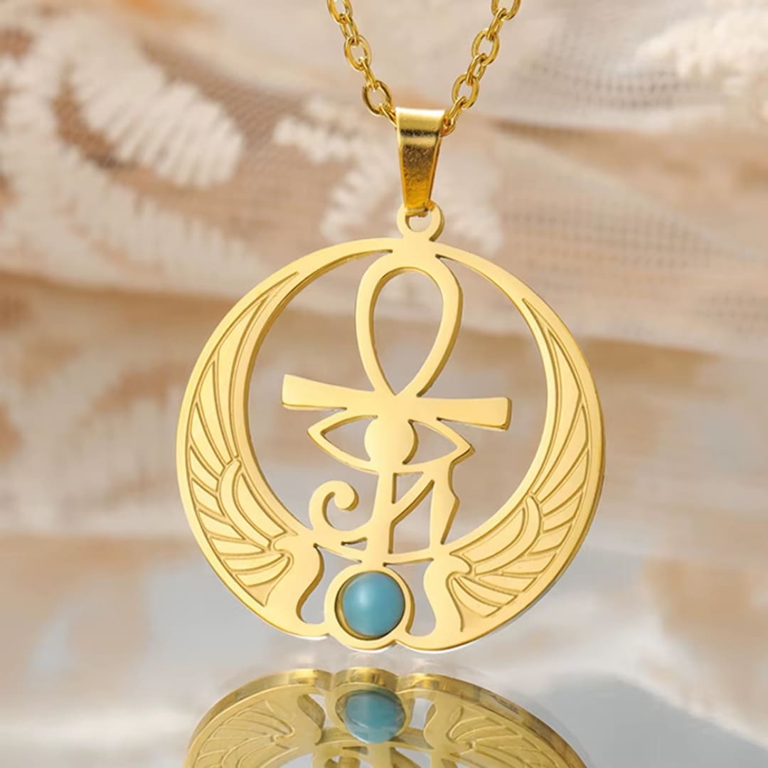 Collier Pendentif Ankh Égyptien avec Pierre Turquoise 5