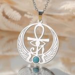 Collar colgante Ankh egipcio con piedra turquesa