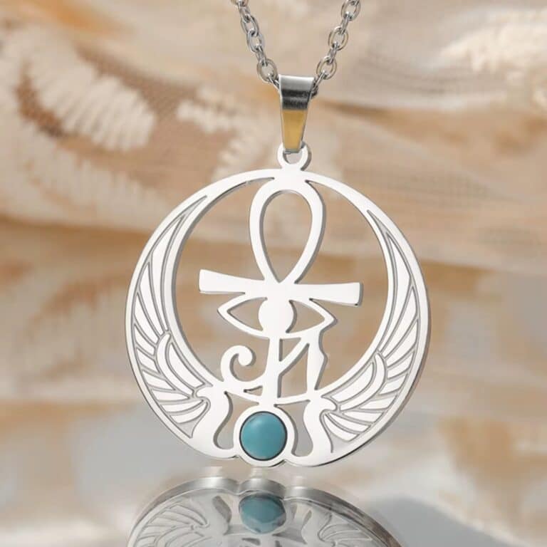 Collier Pendentif Ankh Égyptien avec Pierre Turquoise 6