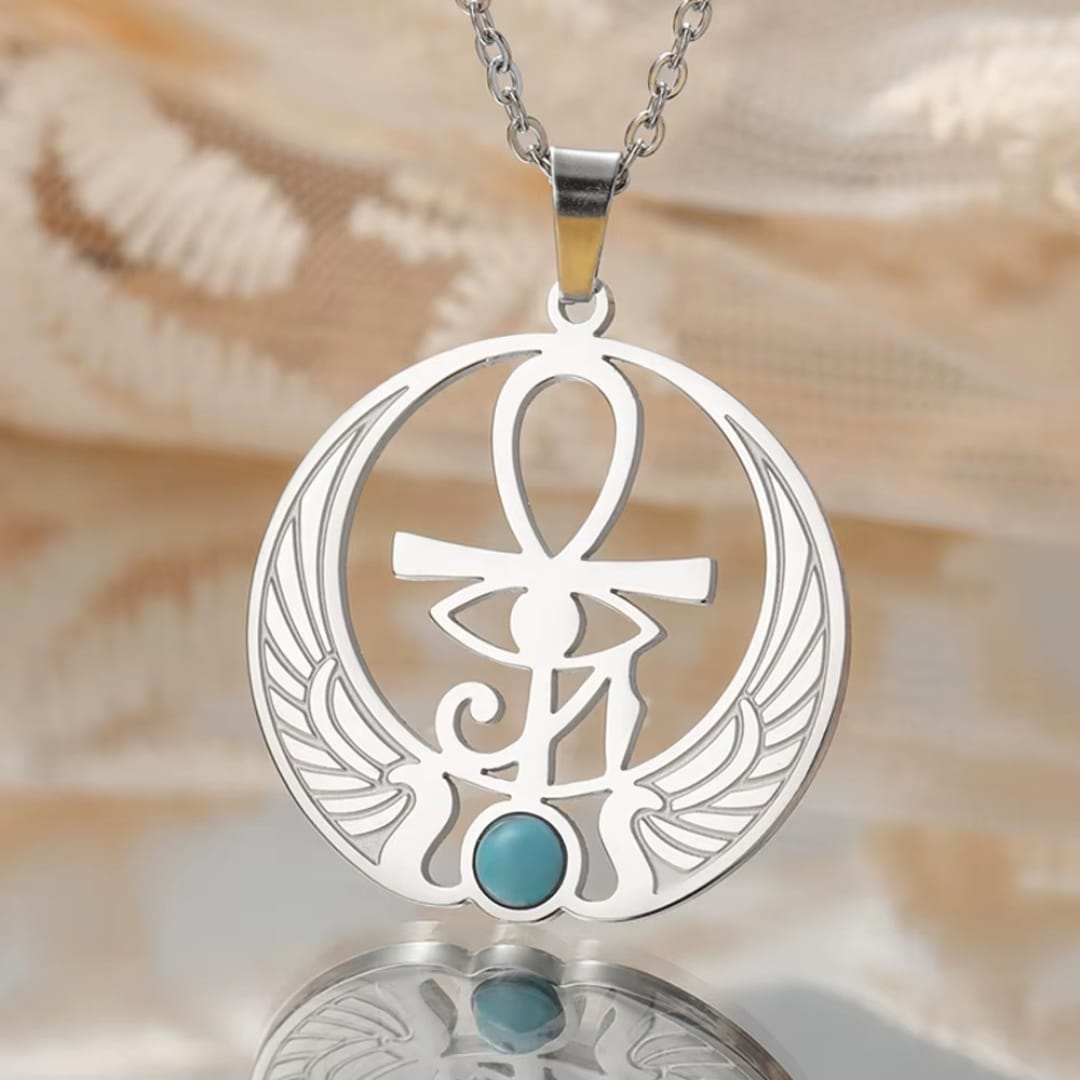 Collier Pendentif Ankh Égyptien avec Pierre Turquoise 6