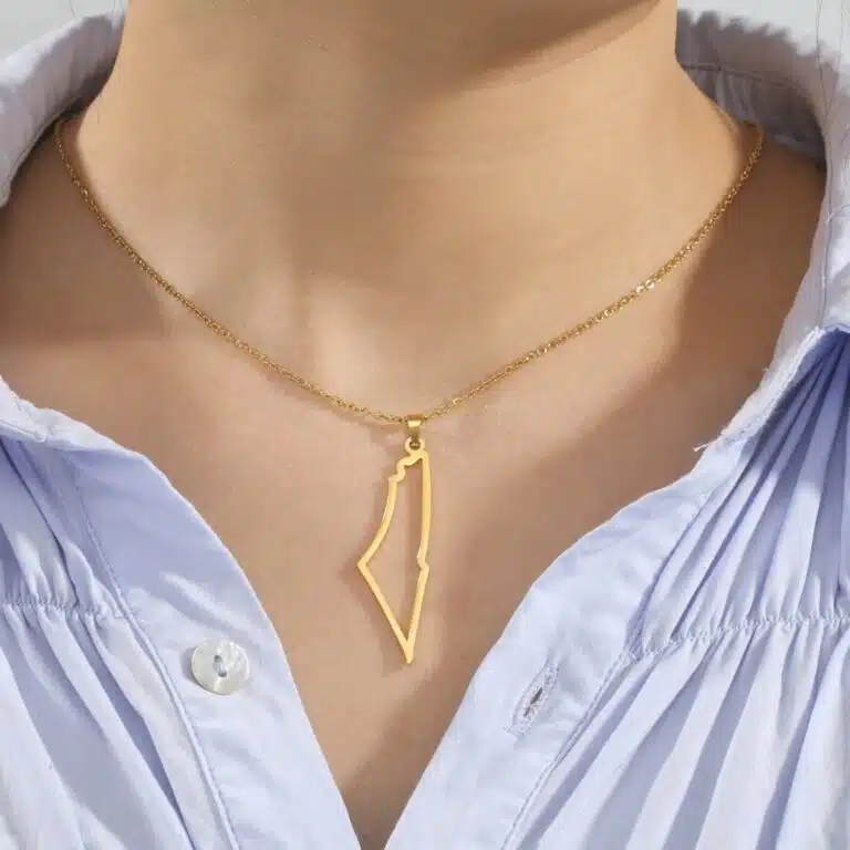 Collana con ciondolo Palestina minimalista, piena o traforata