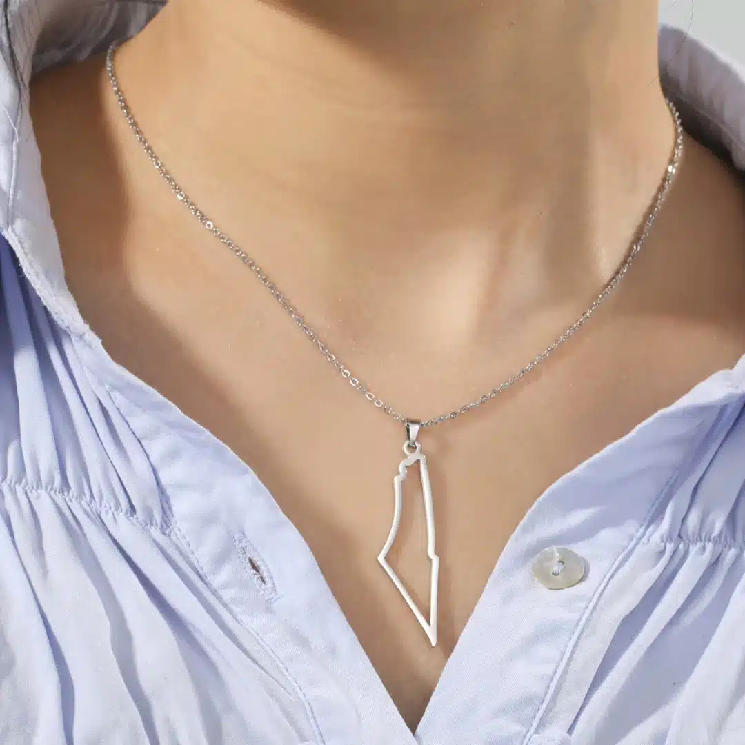 Collana con ciondolo Palestina minimalista, piena o traforata