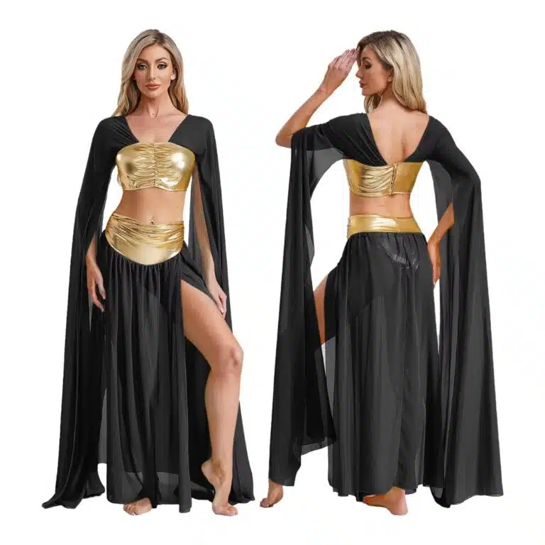 Costume danse orientale rouge ensemble 2 pieces avec haut et jupe fendue