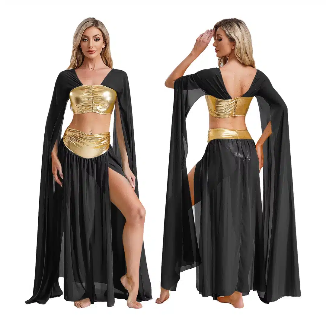 Costume danse orientale rouge ensemble 2 pieces avec haut et jupe fendue