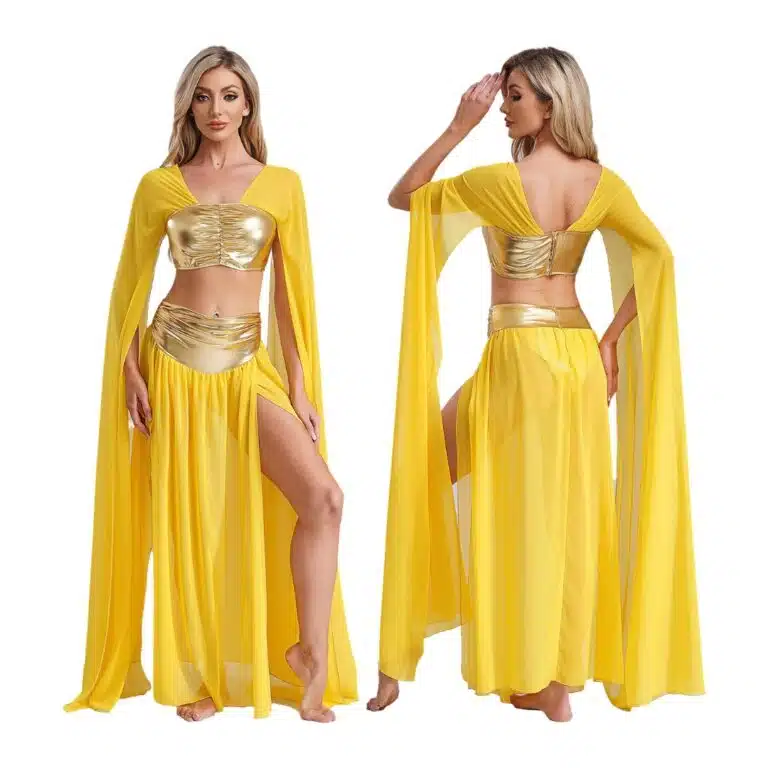 Costume danse orientale rouge ensemble 2 pieces avec haut et jupe fendue