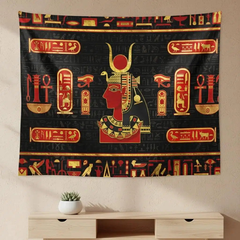 Décoration murale inspiration pharaonique rouge et dorée