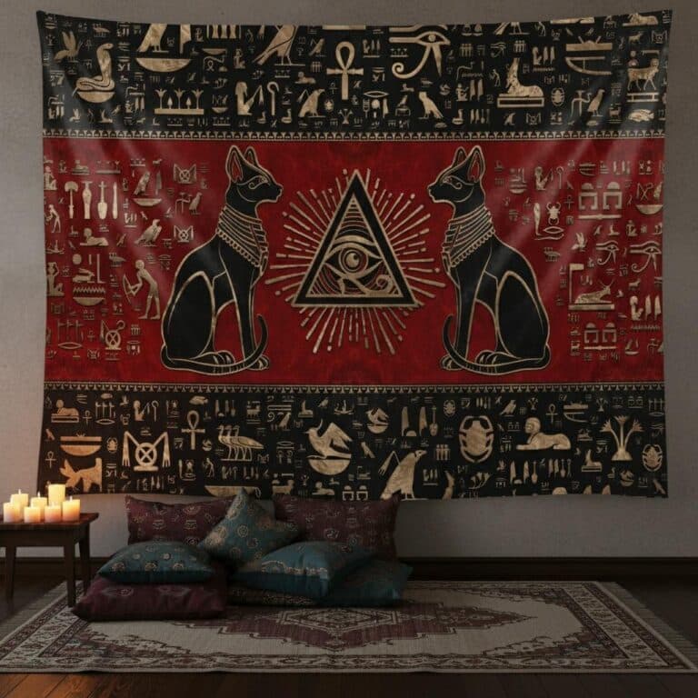 dycoration-murale-orientale-y-motif-de-chat-ygyptien-et-hiyroglyphes-picture-8047