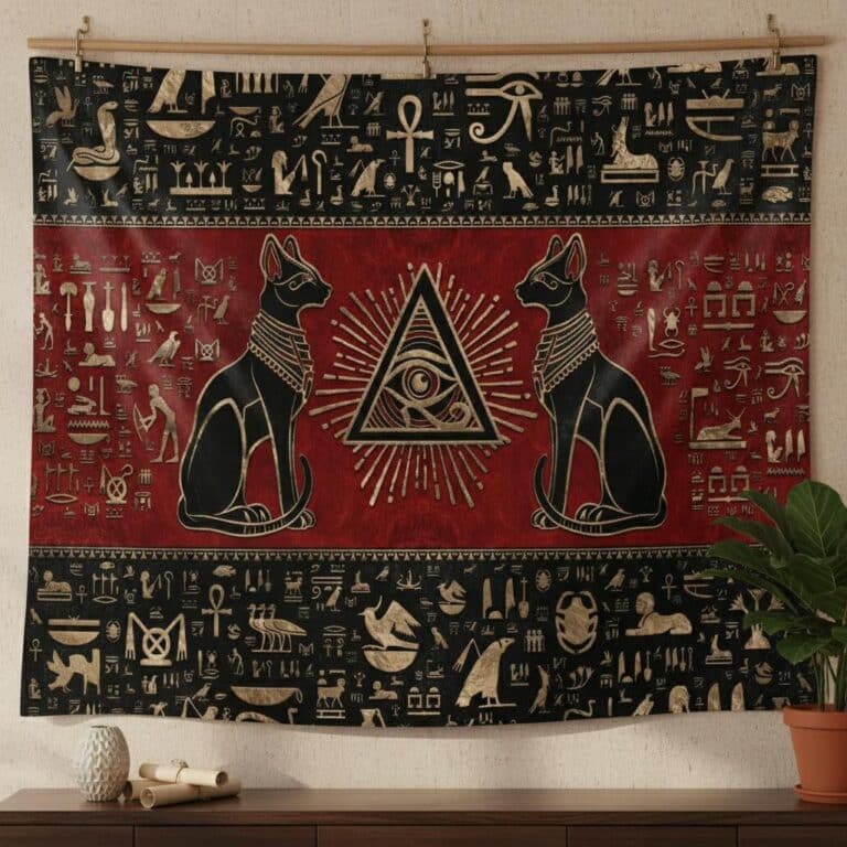 dycoration-murale-orientale-y-motif-de-chat-ygyptien-et-hiyroglyphes-picture-8331