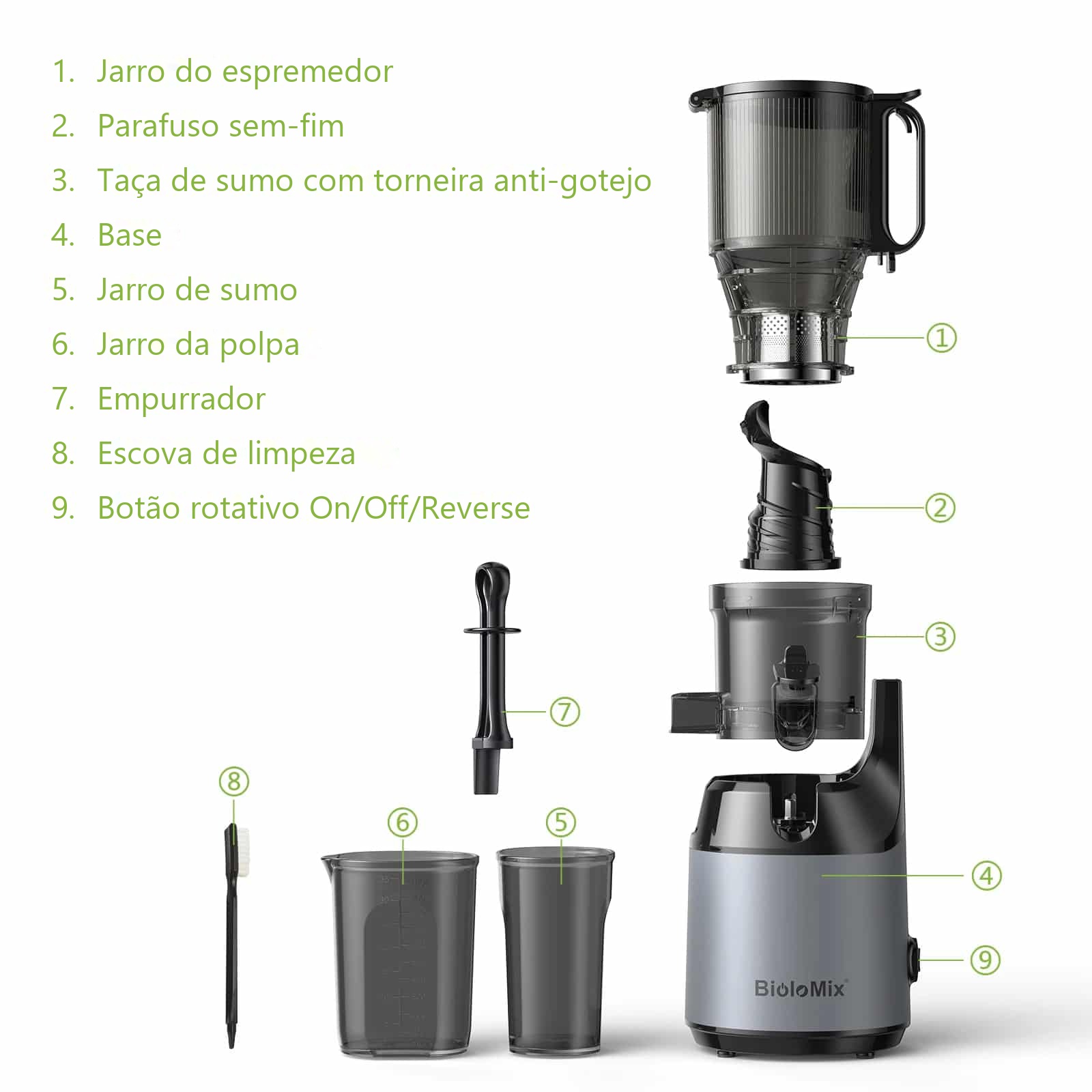 Espremedor de citrinos Biolomix com extrator