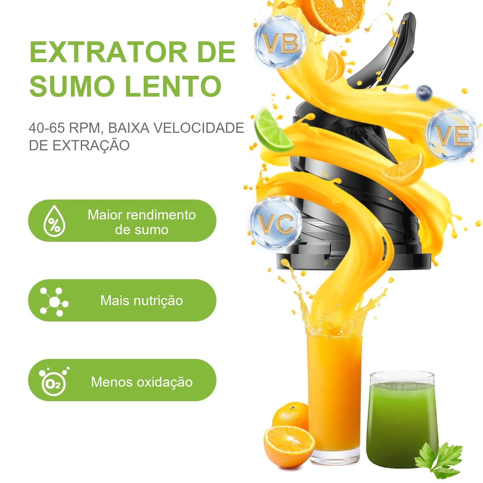 Espremedor de citrinos Biolomix com extrator