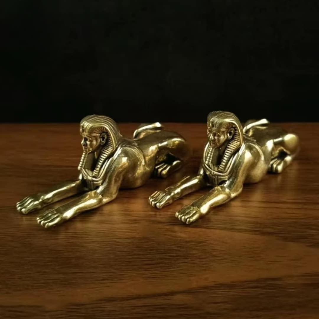 Figurine Artisanale Sphinx en Résine Dorée 6