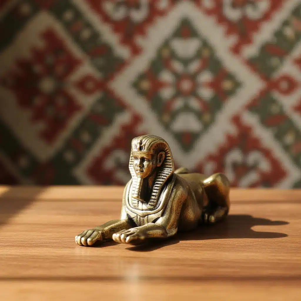 Figurine artisanale Sphinx en résine dorée