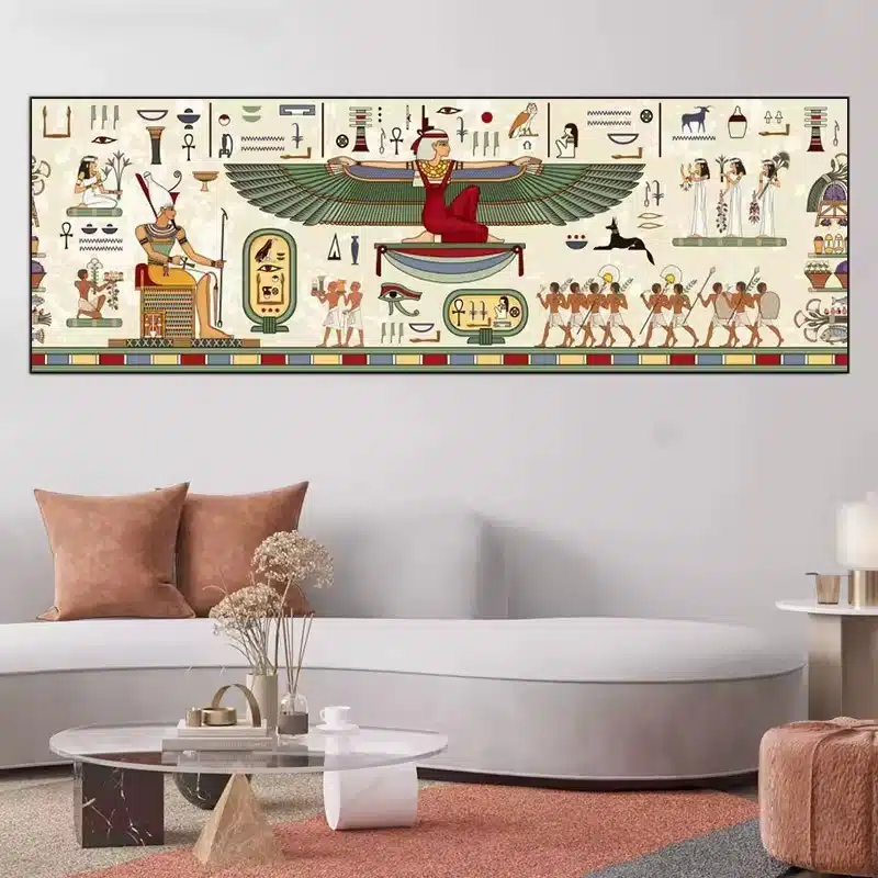 Fresque décorative orientale motifs pharaoniques