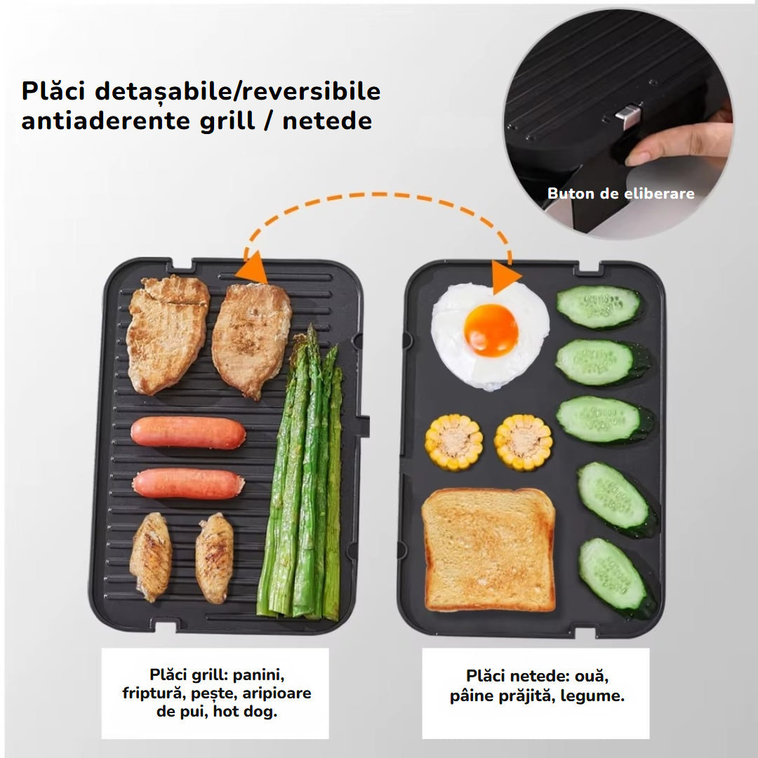 Plancha electrică antiaderentă Biolomix cu 6 programe de gătit