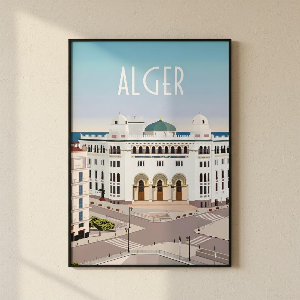 Impression Artistique Vintage du Centre d'Alger