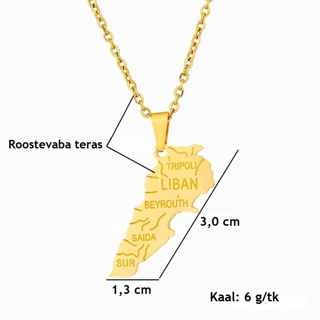 Roostevabast terasest Liibanoni kaardiga kaelakee