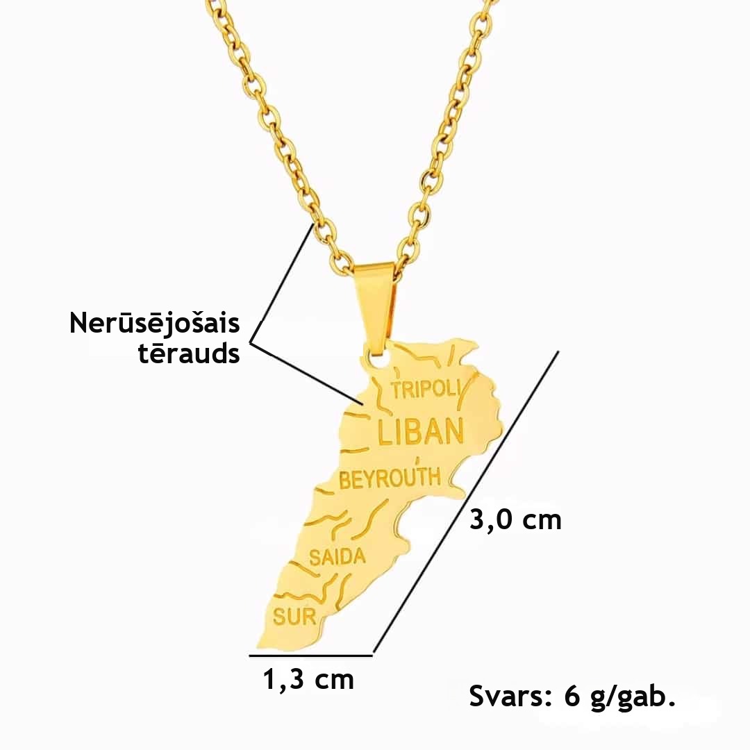 Kaklarota ar Libānas karti no nerūsējošā tērauda