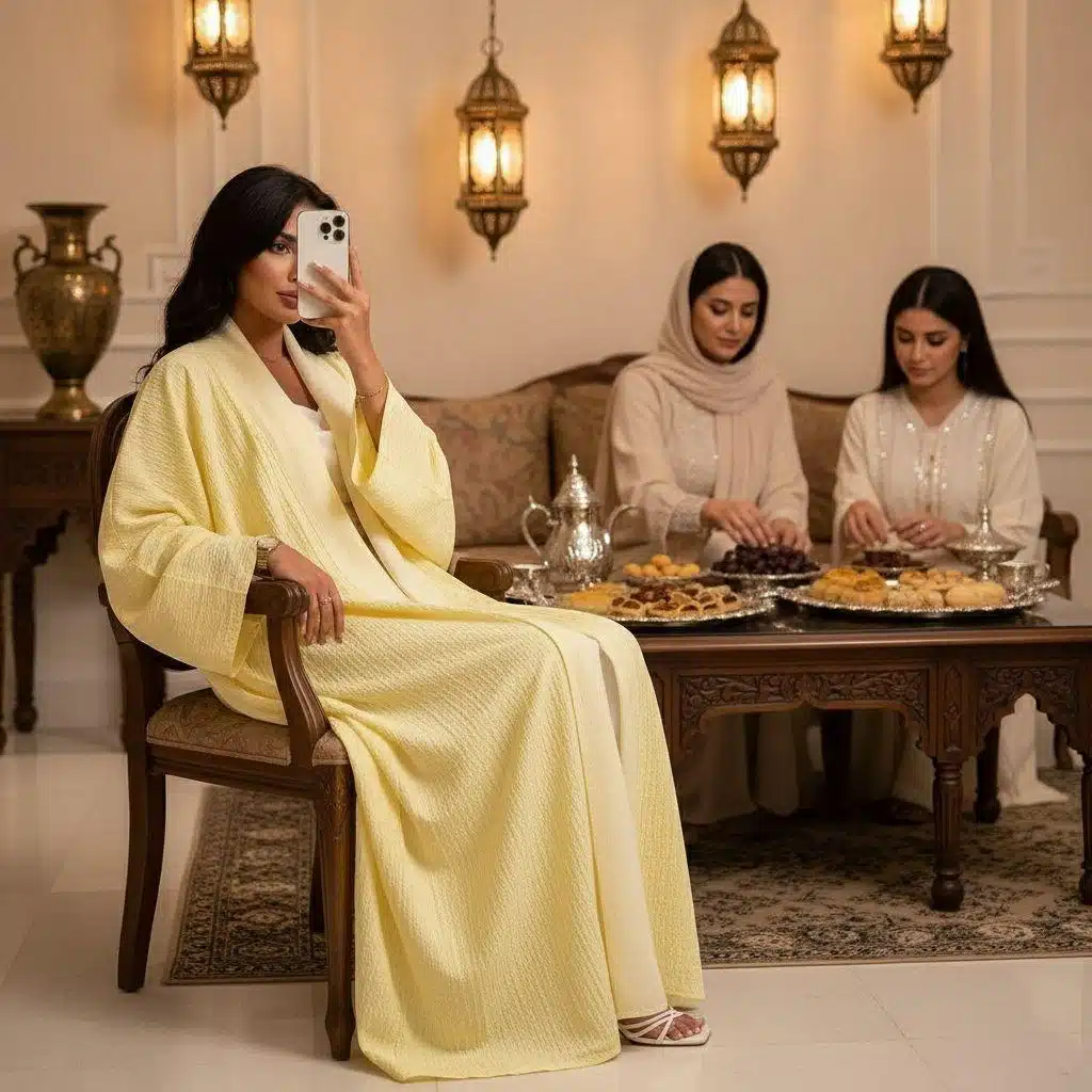 kimono-abaya-femme-jaune-y-manches-larges-texture-gaufrye-picture-4980