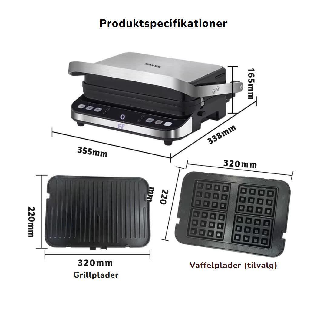 Elektrisk non-stick plancha Biolomix med 6 tilberedningsprogrammer