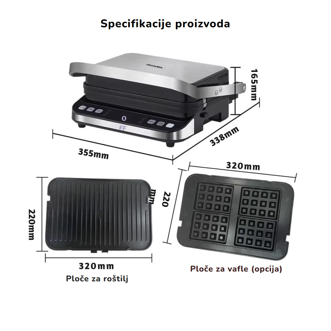 Neprianjajuća električna plancha Biolomix sa 6 programa kuhanja