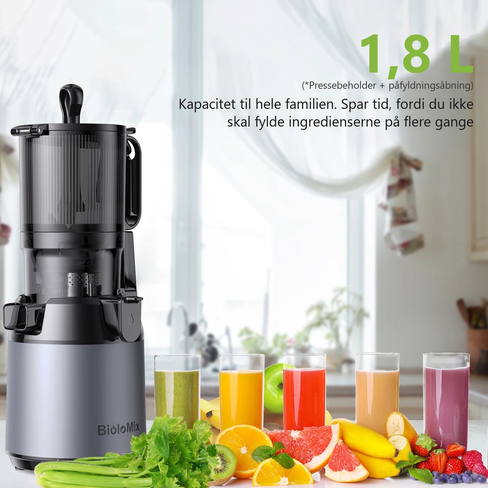Biolomix juicer med saftudtrækker