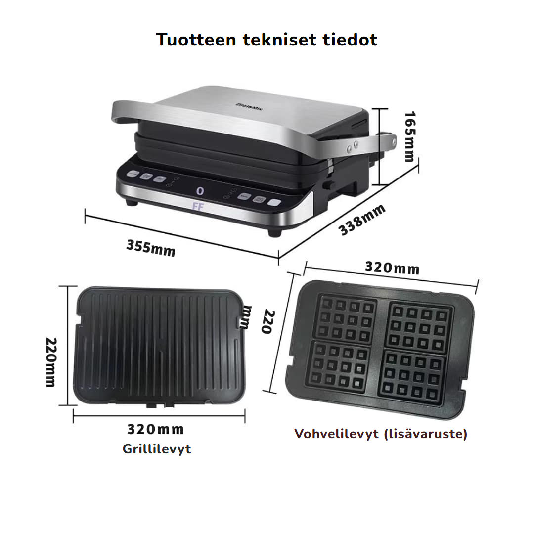 Tarttumaton sähköinen Biolomix-plancha-grilli, 6 kypsennysohjelmaa