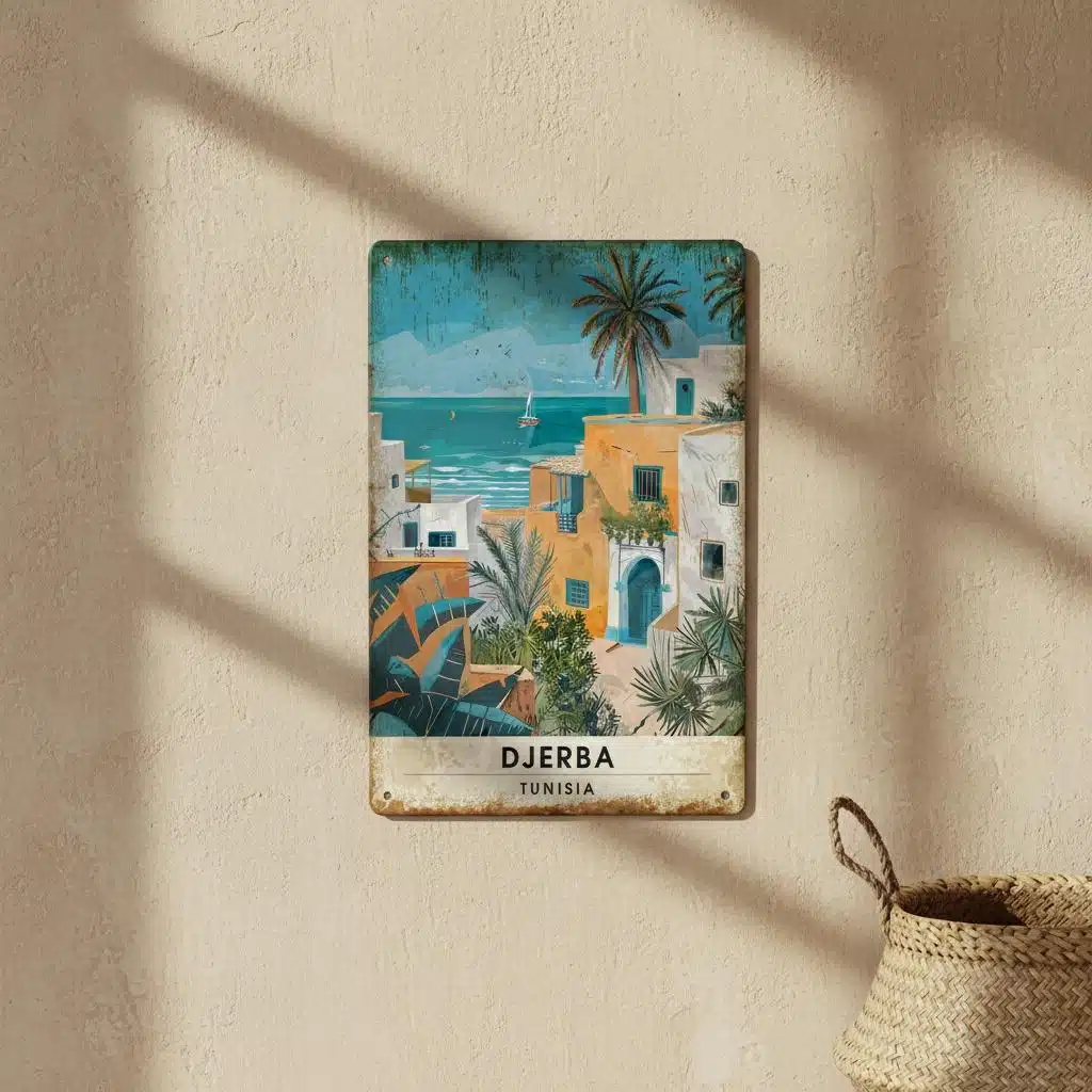 Panneau métallique illustré de Djerba