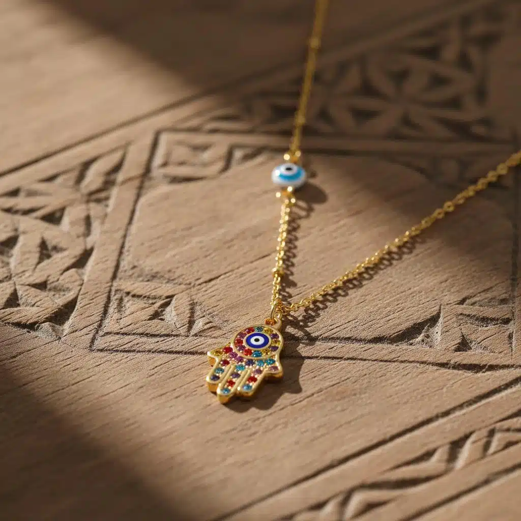 Pendentif main de Fatma multicolore en acier inoxydable