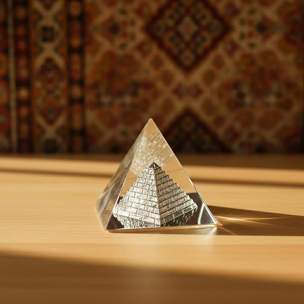 Petite pyramide égyptienne transparente en cristal
