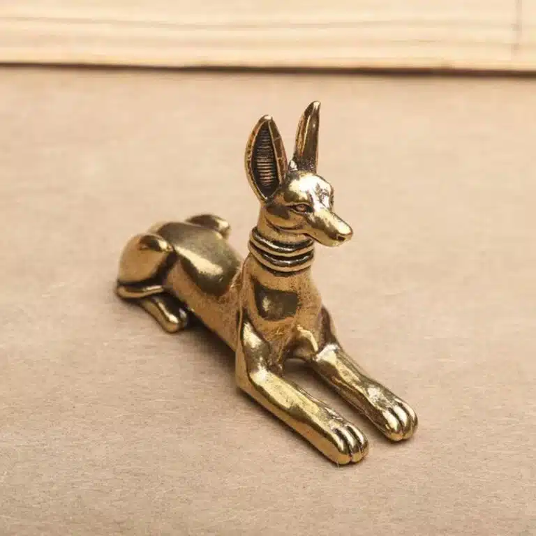 Petite statuette en cuivre doré statue Anubis