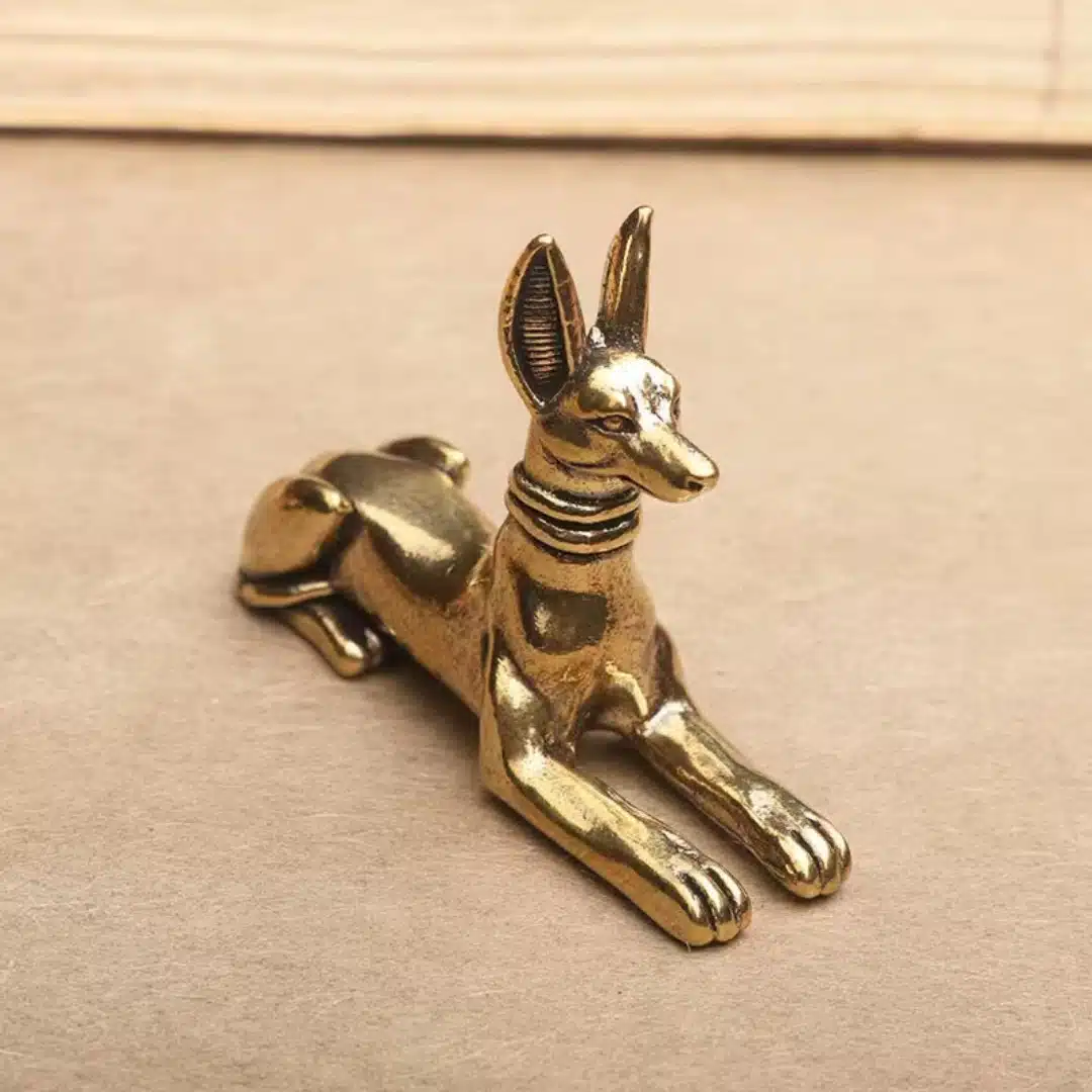 Petite statuette en cuivre doré statue Anubis