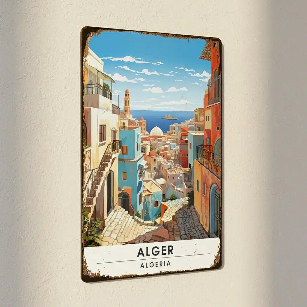 Plaque mytal dyco vintage alger