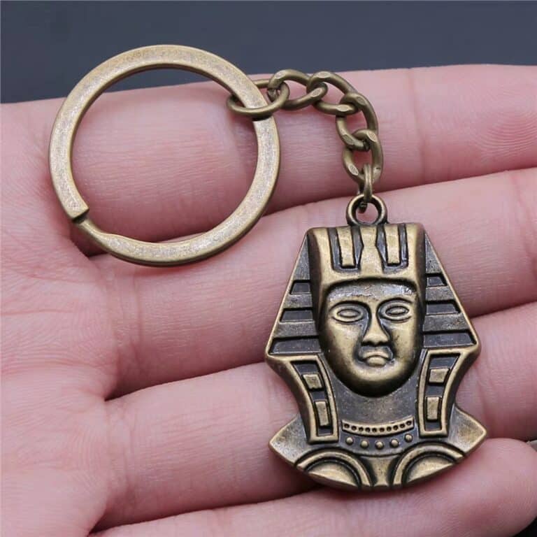 Porte-clés Pharaon Égyptien en Métal Doré 1