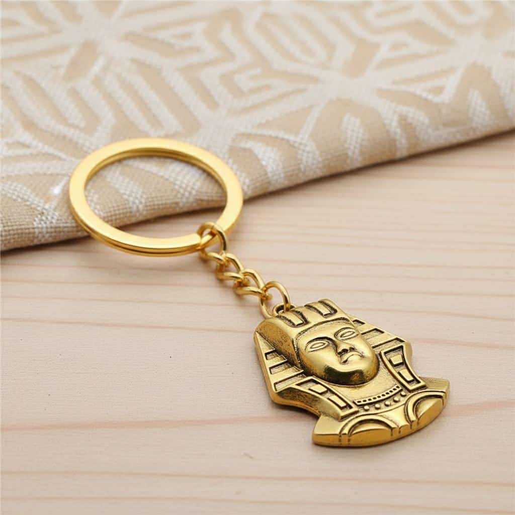 Porte-clés Pharaon Égyptien en Métal Doré