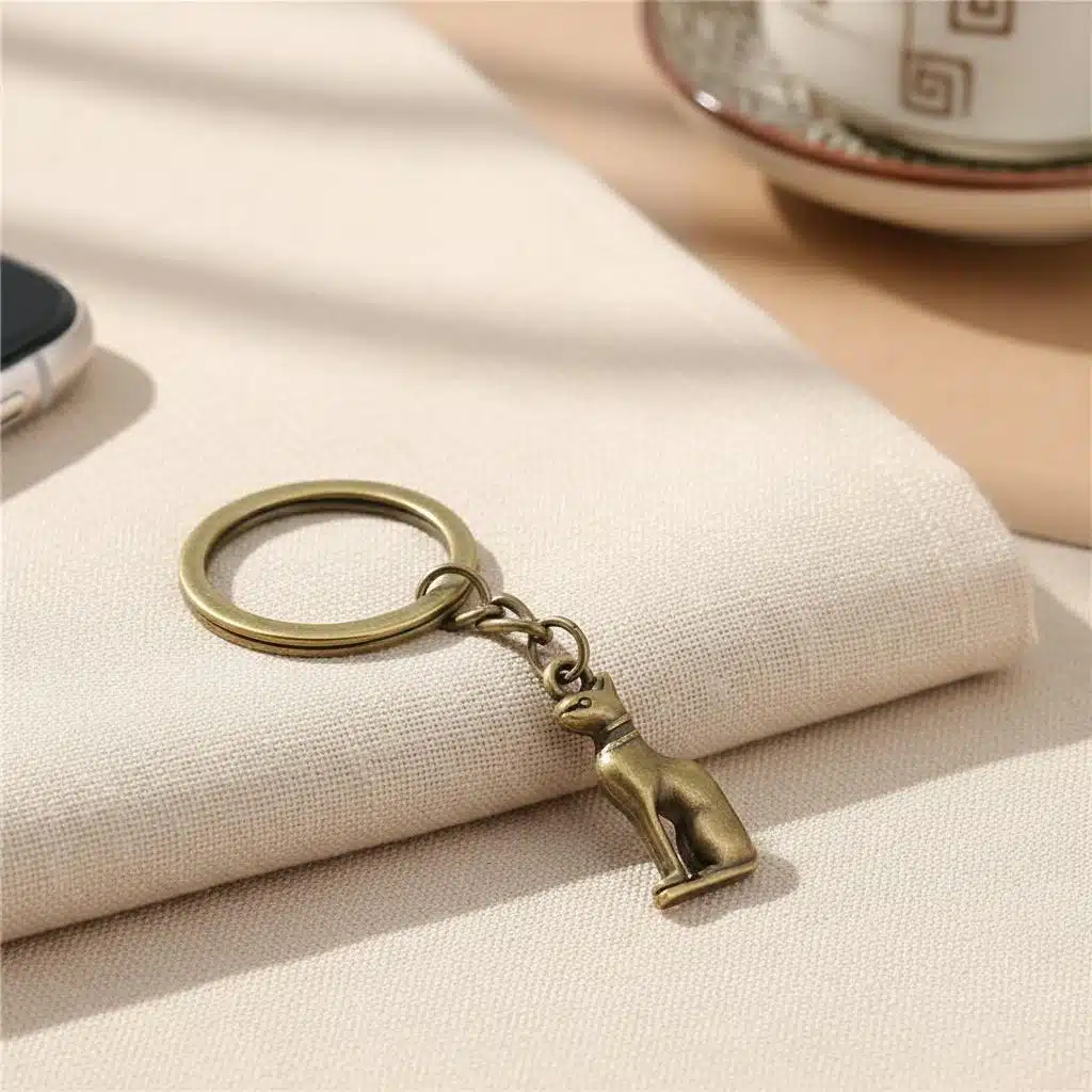 Porte-clés vintage style égyptien chat en métal