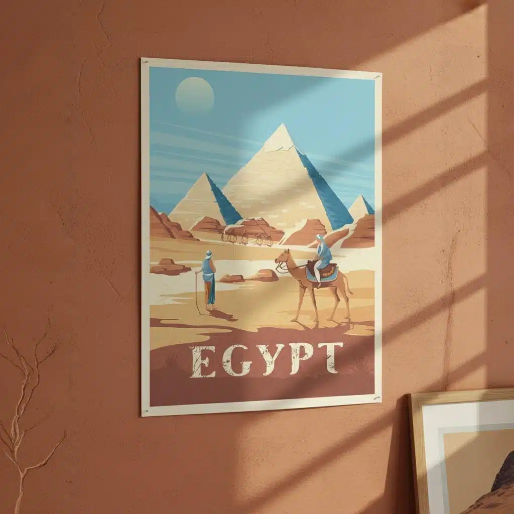Poster artistique des grandes pyramides d'égypte