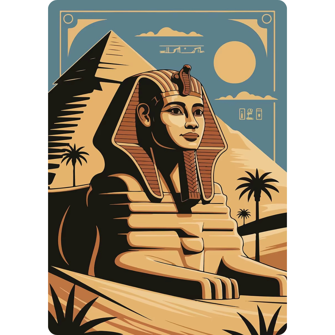 Poster Décoratif Style Rétro avec Sphinx et Pyramide