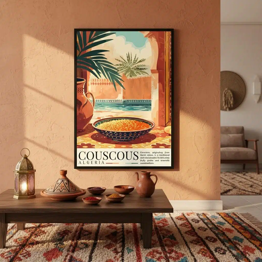 Poster décoratif plat de couscous traditionnel