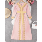 Vestido caftán largo para niña con cuello en V