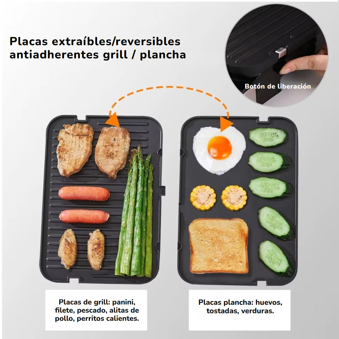 Plancha eléctrica antiadherente Biolomix con 6 programas de cocción