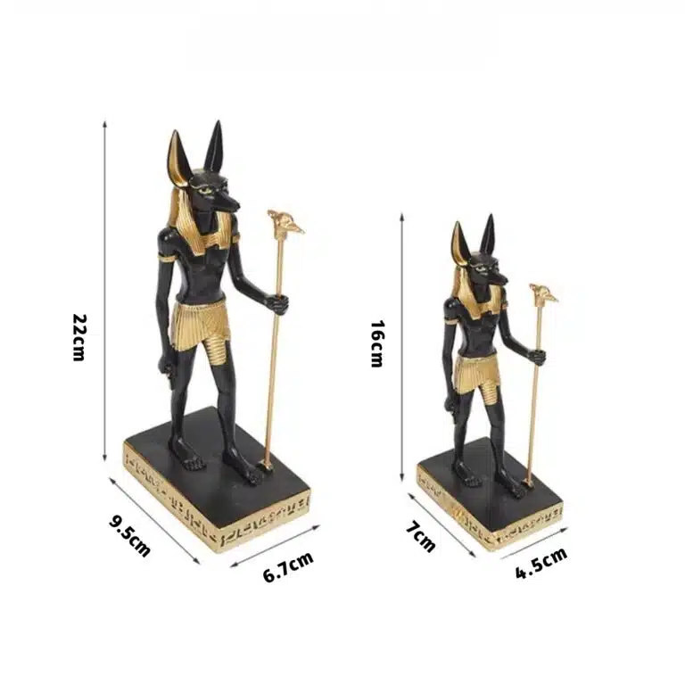 Statue Anubis en résine, noire et dorée