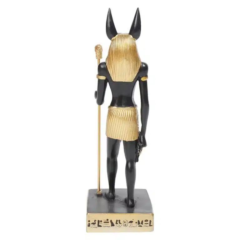 Statue Anubis en résine, noire et dorée